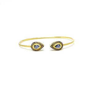 Echter Tansanit, Tansanit-Armband, Armreif-Armbänder, Manschettenarmreif, Sterlingsilber, Pave-Diamanten, Geburtstagsgeschenk, Geschenke für Frauen