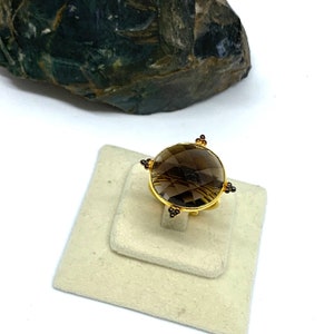 Smoky Quartz Ring: Sterling Silver, Gold Plated, Handmade Jewelry