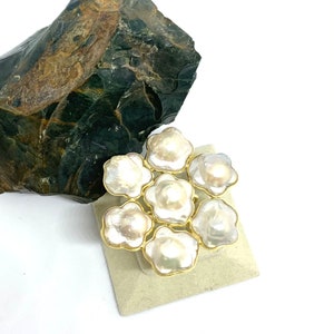 Baroque Pearl Sterling Silver Ring: Gold Plated Statement Jewelry