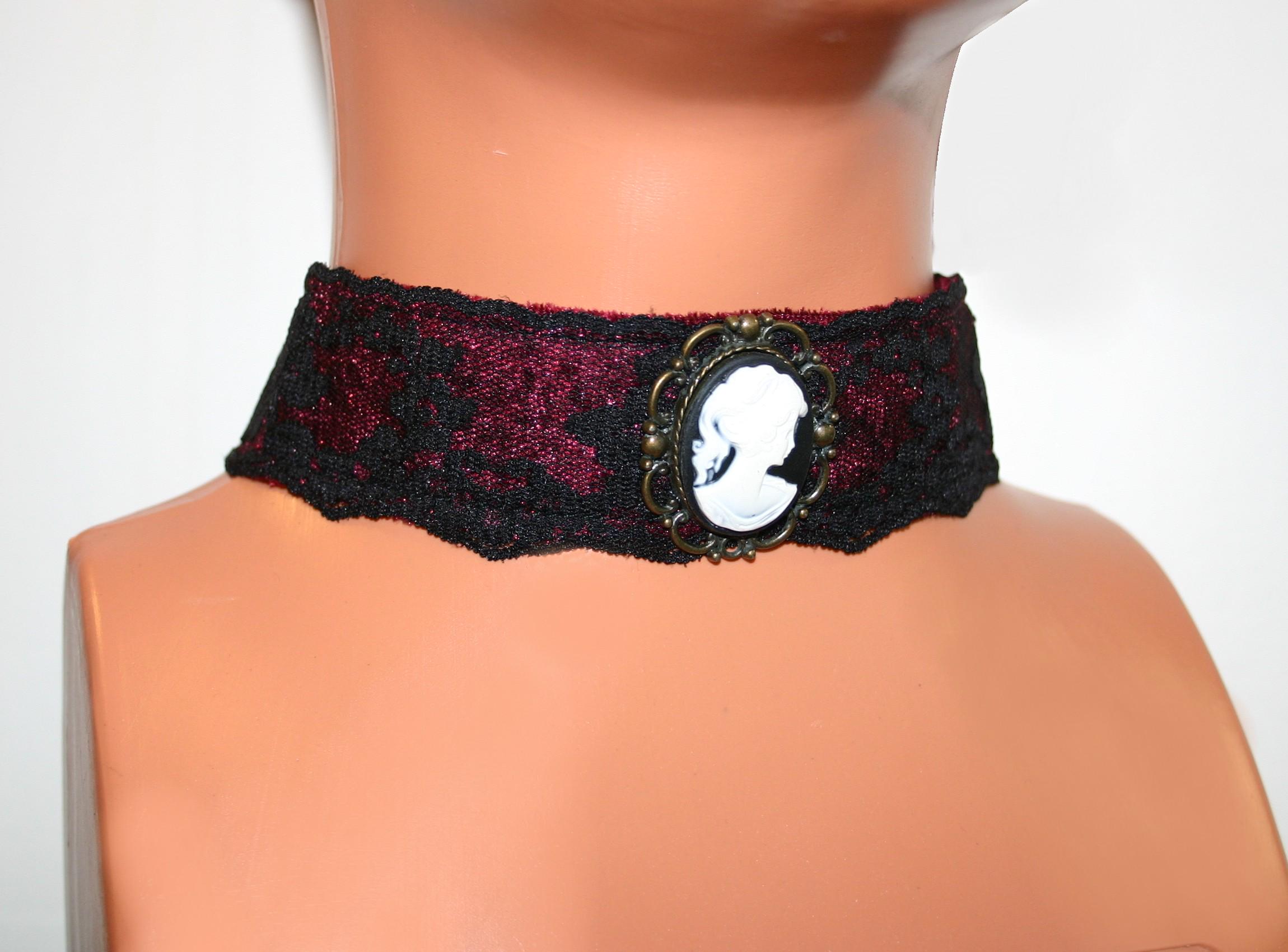 Collana Girocollo Donna In Velluto Nero Con Cammeo Oro 16mm – Fatto A Mano Dal Regno Unito