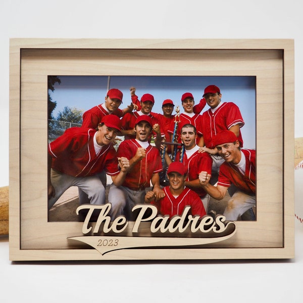 Baseball Coach Frame | Baseball Team Photo Frame | Gift for Softball Coach |  Personalized Team Photo | 4x6 or 5x7 Wood Frame