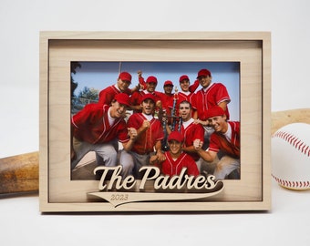 Baseball Coach Frame | Baseball Team Photo Frame | Gift for Softball Coach |  Personalized Team Photo | 4x6 or 5x7 Wood Frame