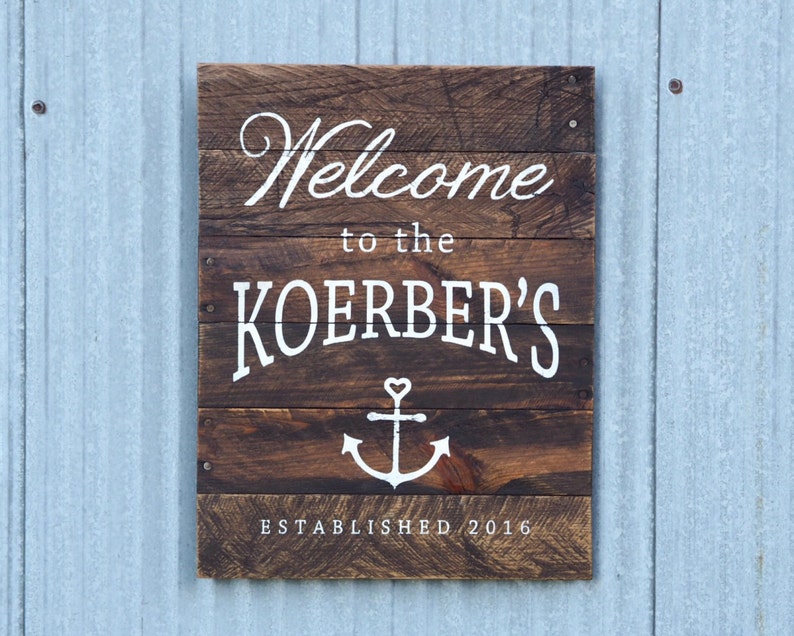 Welcome to our Lakehouse Est Date Painted Wood Sign