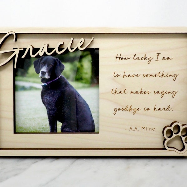 Dog Memorial Gift | Cat Loss Picture Frame | How lucky I am to have something that makes saying goodbye so hard - AA Milne | Picture Frame