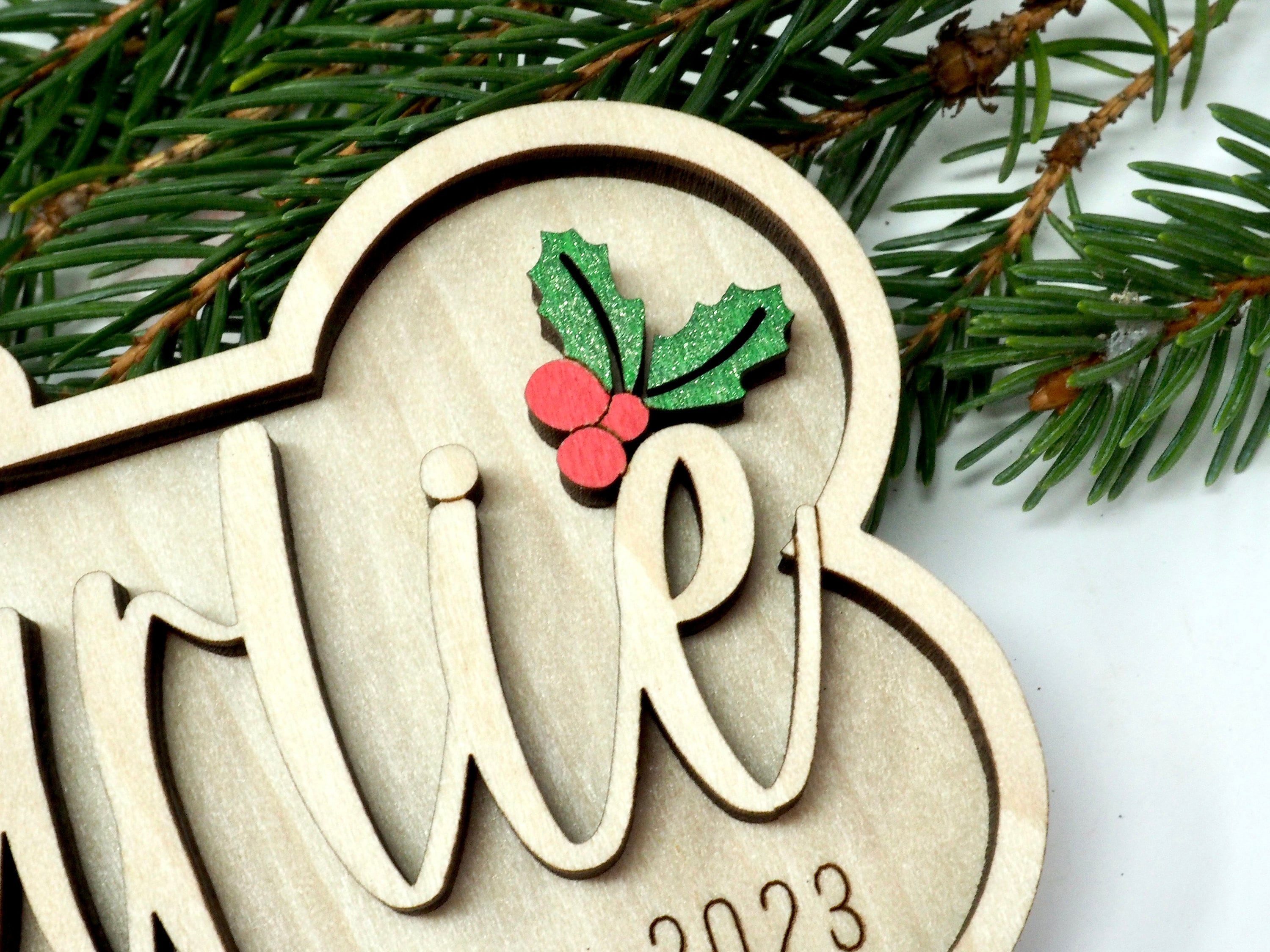 Personalized Dog Bone Christmas Ornament with Year 2023, Dog Ornament