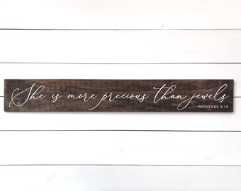She Is More Precious Than Jewels Sign Proverbs 3 15 Bible Etsy