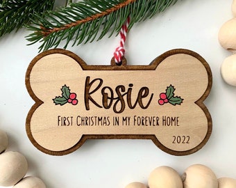 Dog's First Christmas Ornament | First Christmas in my Forever Home | Furever Home | Dog Adoption | Rescued Puppy Gift