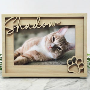 Personalized Cat Frame | Custom Cat Name Picture Frame | Gifts for Cat Lovers | Wooden Cat Photo Frame