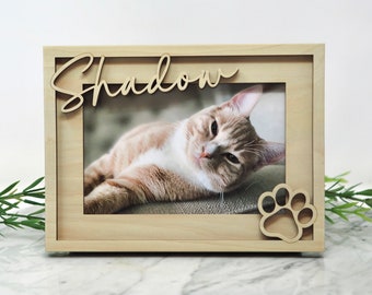 Personalized Cat Frame | Custom Cat Name Picture Frame | Gifts for Cat Lovers | Wooden Cat Photo Frame