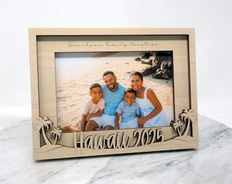 Personalized Hawaii Vacation Picture Frame | 4x6 or 5x7 wooden frame