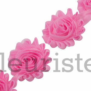 BARBIE PINK Shabby Rose Trim, Shabby Flower Trim, Shabby Flowers, Shabby wholesale, Shabby Trim, Chiffon flower, Shabby by the yard, Shabby