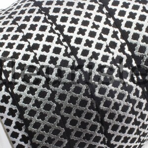 Fold Over Elastic, FOE, Foldover Elastic, Elastic By Yard, 5/8 Elastic, Printed Elastic, Wholesale Elastic, Black Silver Quatrefoil