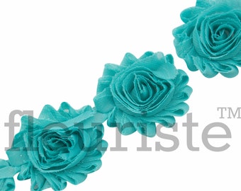 TROPIC GREEN Shabby Rose Trim, Shabby Flower Trim, Shabby Flowers, Shabby wholesale, Shabby Trim, Chiffon flower, Shabby by the yard, Shabby