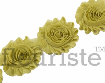 LINDEN GREEN Shabby Rose Trim, Shabby Flower Trim, Shabby Flowers, Shabby wholesale, Shabby Trim, Chiffon flower, Shabby by the yard, Shabby