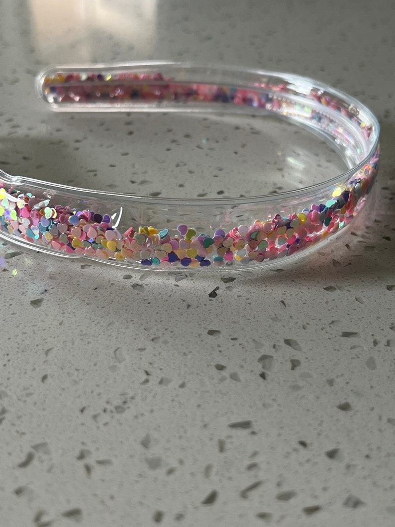 Shaker headband, pic headband, for girls 3-10 years old, transparent clear headband, girls gifts summer, school headband, confetti shaker circles