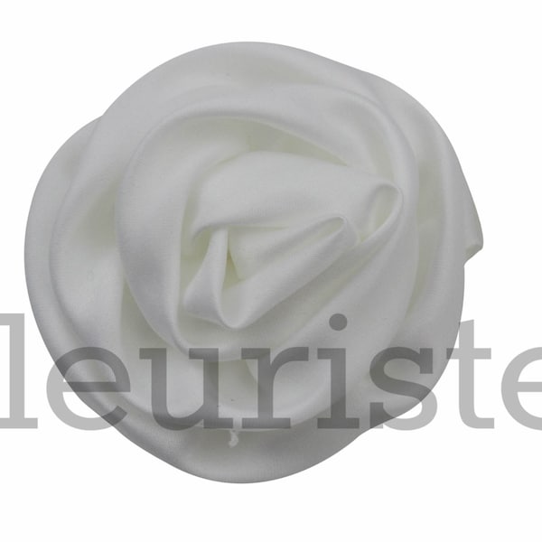 WHITE Satin Rosette, Rolled Rosette, Fabric rose, Rolled Rosette, Wholesale Flower, Fabric Flower, Wedding Flower, Flower Embellishment