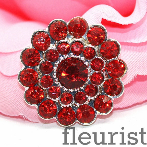 Bouton strass, plat arrière strass Pearl Button, bouton de fleur central, FlatBack strass, embellissement, gros bouton, rouge