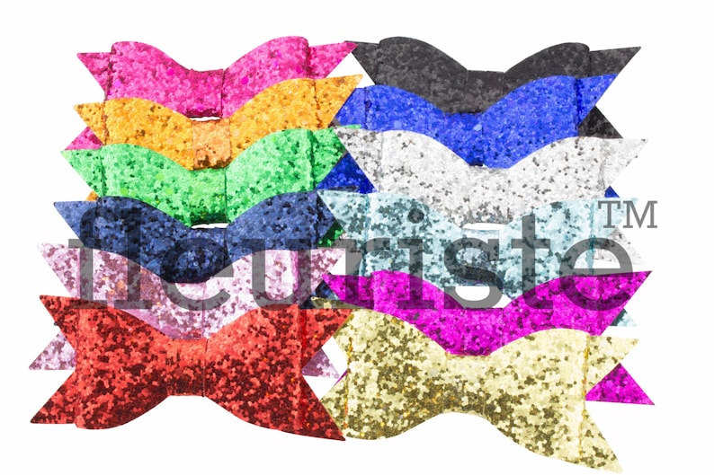 Glitter Bows Large Glitter Bow Sparkly Bows Hard Bows Diy Etsy