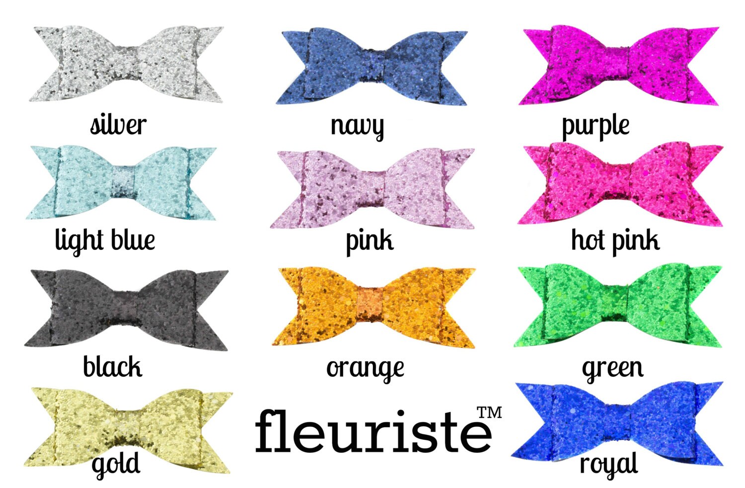 Glitter Bows Large Glitter Bow Sparkly Bows Hard Bows Diy Etsy