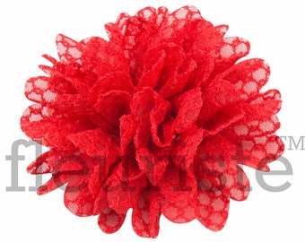 RED Fabric Flower, 3.5" Flower, Wholesale Flower, Fabric Flower, Headband Flower, Flower Embellishment,  Diy Flower, chiffon flower