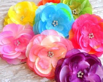 Rhinestone Flowers, Organza Flowers, Fabric Flower, Grab Bag Flowers, Grab Bag, Silk Flowers, Chiffon flower, DIY Flower, DIY Fabric Flower