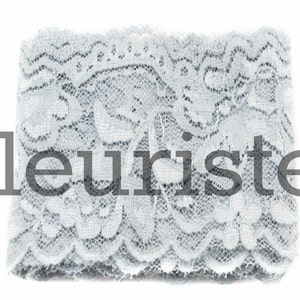 Elastic Lace, Lace Ribbon, Stretch Lace, Elastic Lace Trim, Lace by the yard, Lace Trim, Stretchy Lace, Lace Elastic, 2.25 inch, Gray Lace