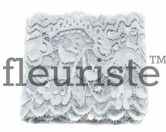 Elastic Lace, Lace Ribbon, Stretch Lace, Elastic Lace Trim, Lace by the yard, Lace Trim, Stretchy Lace, Lace Elastic, 2.25 inch, Gray Lace