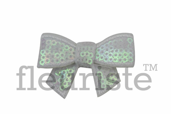 WHITE Irredescent 2 Inch Sequin Bows Mini Sequin Bows Mini - Etsy