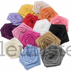 Burlap Flower, Flat Rolled Rosette, Burlap Rosette, Burlap Rose, Wholesale Flower, Fabric Flower, Burlap Flower, DIY Flower, 3&quot; Choose Color