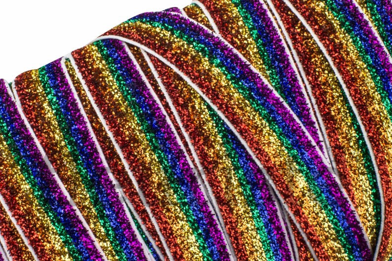 RAINBOW Glitter Elastic Glitter FOE Foldover Elastic Etsy