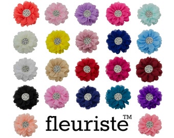 Extra Large 5" Chiffon Flower, Rhinestone Flower, Wholesale Flower, Fabric Flower, Headband Flower, Flower Embellishment, Choose Colors