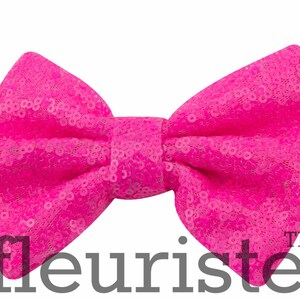 Neon Pink Sequin Bows, Large Glitter Bow, Shiny Bows, Fabric Bows, diy Bows, DIY Hair Bows, Soft Bows, Wholesale Bows, Diy Headband 5 Inch