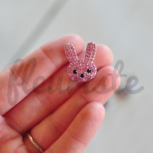May include: Pink rhinestone bunny rabbit charm with black eyes.