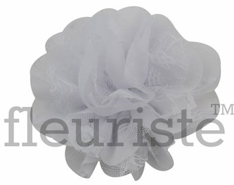 WHITE Lace Flower, 3.75" Flower, Wholesale Flower, Fabric Flower, Headband Flower, Flower Embellishment,  Diy Flower, DIY chiffon flower