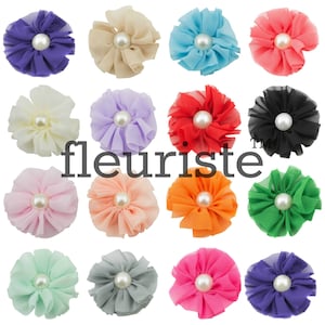 Ballerina Flower, Chiffon Flower, Wholesale Flower, Fabric Flower, Headband Flower, Flower Embellishment,  DIY Flower, 2.5&quot;, Emerald, 3 Pcs