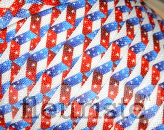 Fold Over Elastic, FOE, Foldover Elastic, Elastic By Yard, 1" Elastic, Red Blue Stars Elastic, Printed Elastic, 4th of July Elastic