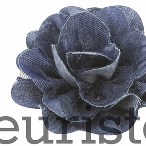 Denim Navy Lace Flower, 3.75&quot; Flower, Wholesale Flower, Fabric Flower, Headband Flower, Flower Embellishment,  Diy Flower, CHIFFON flower