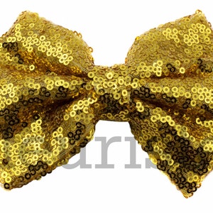 GOLD Sequin Bows, Large Glitter Bow, Shiny Bows, Fabric Bows, diy Bows, DIY Hair Bows, Soft Bows, Wholesale Bows, Diy Headband 5&quot; Inch