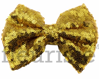 GOLD Sequin Bows, Large Glitter Bow, Shiny Bows, Fabric Bows, diy Bows, DIY Hair Bows, Soft Bows, Wholesale Bows, Diy Headband 5&quot; Inch