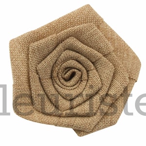 Burlap Flower, Flat Rolled Rosette, Burlap Rosette, Burlap Rose, Wholesale Flower, Fabric Flower, Burlap Flower, DIY Flower, 3&quot;, Tan, 3 Pc
