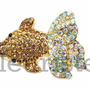 Gold Fish Metal Rhinestone 28 mm by 21 mm Button,  St. Patrick's Rhinestone, Large Rhinestone, Embellishment, Wholesale Flower Center FL5484