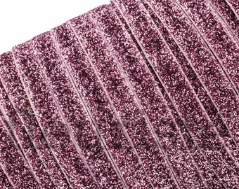 PINK Glitter Elastic, Glitter FOE, Foldover Elastic, Elastic By Yard, 3 /8 Elastic, Wholesale Elastic, Glitter Fold over Elastic