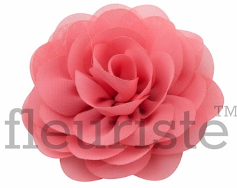 CORAL 3" Chiffon Rose Flower, Wholesale Flower, Fabric Flower, Headband Flower, Wedding Flower, Flower Embellishment, Diy Flower