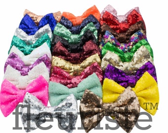 5" Messy Sequin Bow, Glitter Bow,  X-Large Bows, Fabric Bows, diy Bows, DIY Hair Bows, Soft Bows, Wholesale Bows, DIY Headband Choose colors