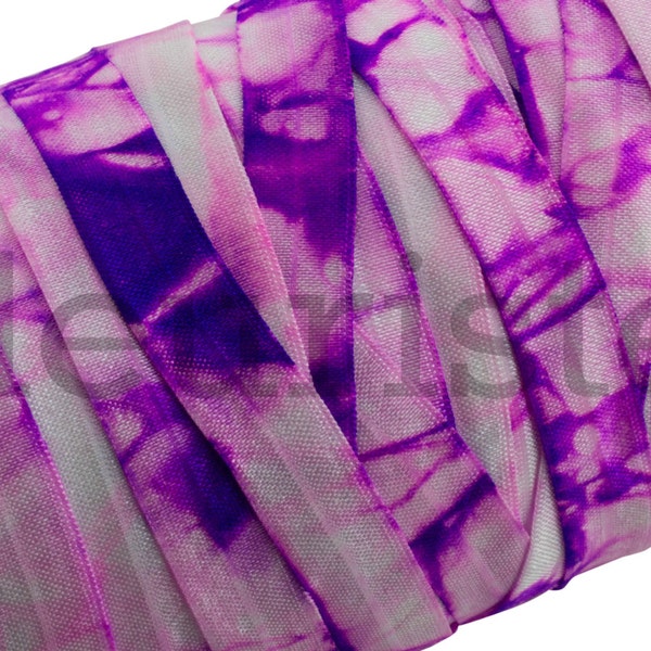 Fold Over Elastic, FOE, Foldover Elastic, Elastic By Yard, 5/8 Elastic, Elastic, Valentine's Elastic, Printed Elastic, Purple Tie Dye