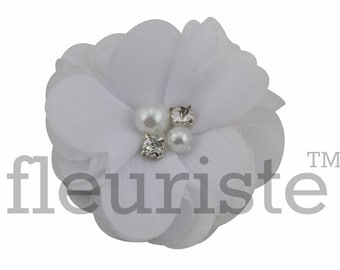 WHITE 2" Chiffon Flower, Wholesale Flower, Fabric Flower, Headband Flower, Wedding Flower, Flower Embellishment, Diy Flower, Headband