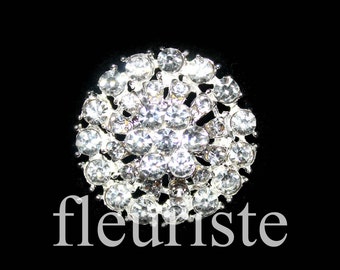 Rhinestone 22 mm Button with Shank, Clear Rhinestone,  Pearl Rhinestone, Large Rhinestone, Embellishment, Wholesale, Flower Center FL5378