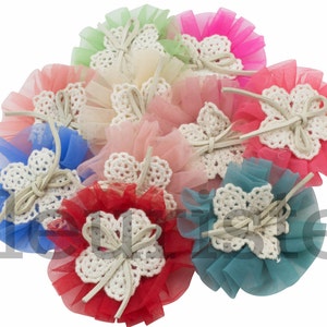 Grab Bag 50 Tulle Flowers, Satin flower, Fabric rose, Rolled Rosette, Wholesale Flower, Fabric Flower, Hairbow Flower, Flower for headband