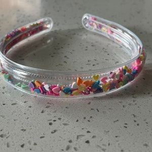 Shaker headband, pic headband, for girls 3-10 years old, transparent clear headband, girls gifts summer, school headband, confetti shaker image 4