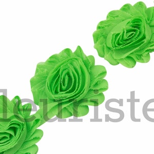 LIME GREEN Shabby Rose Trim, Shabby Flower Trim, Shabby Flowers, Shabby wholesale, Shabby Trim, Chiffon flower, Shabby by the yard, Shabby